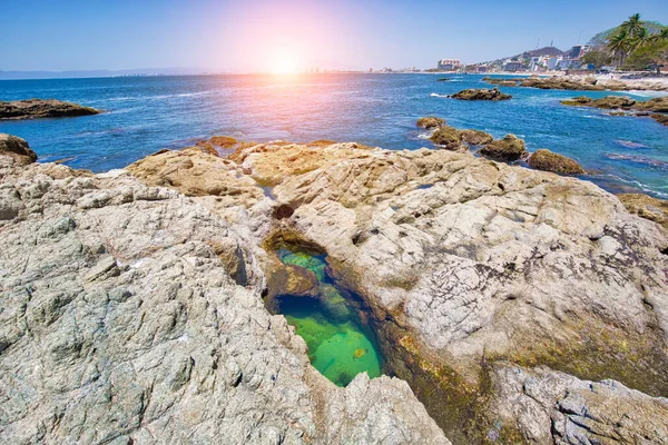 Puerto Vallarta Conchas Chinas Plajı Okyanus Kıyısı — Stok fotoğraf