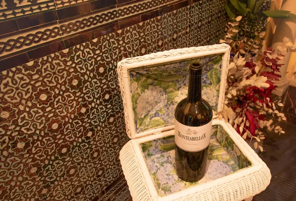 Córdoba España Septiembre 2019 Botella Vino Español Exhibición Centro Histórico — Foto de Stock