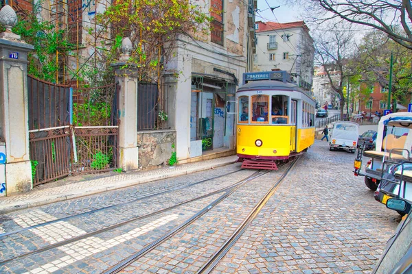 Lisboa Portugal Octubre 2017 Famosas Líneas Amarillas Tranvía Lisboa Ancho — Foto de Stock