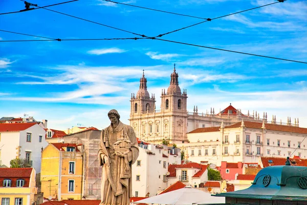 Escénico Mirador Alfama Con Estatua San Vicente San Vicente Sao — Foto de Stock