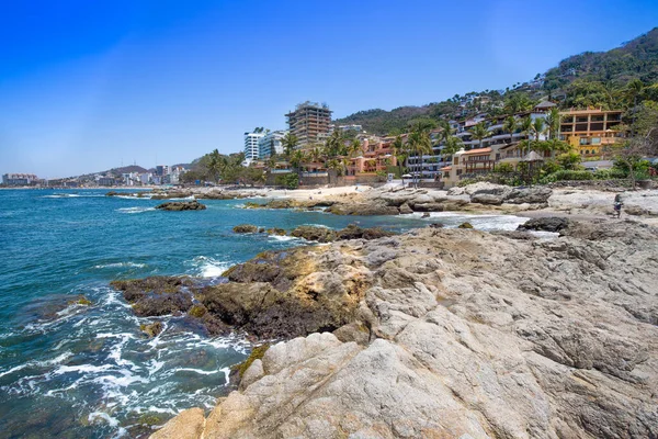 Puerto Vallarta Conchas Chinas Strand Oceaan Kustlijn — Stockfoto