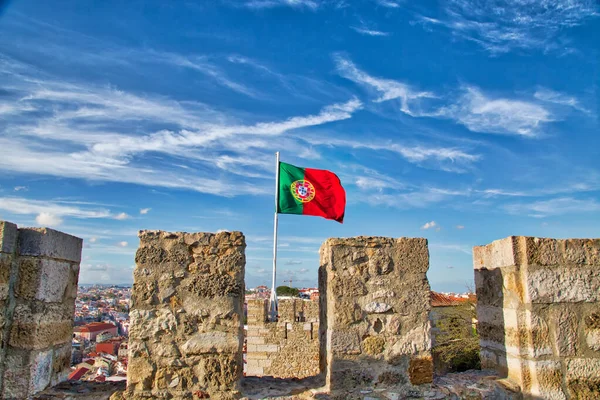 Widok Panoramiczny Lizbony Zamku Świętego Jerzego Sao Jorge — Zdjęcie stockowe