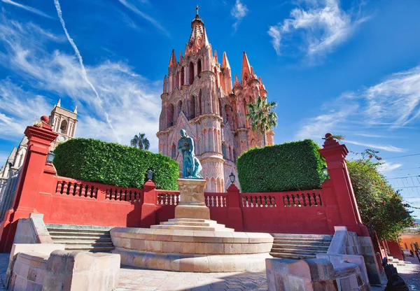 San Miguel Allende Zabytkowa Katedra Parroquia San Miguel Arcangel Historycznym — Zdjęcie stockowe