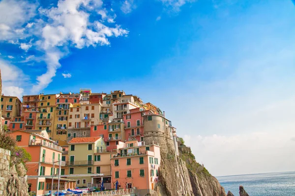 Italie Manarola Rues Colorées Surplombant Littoral Pittoresque — Photo