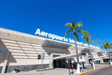 Puerto Vallarta, Mexico-22 December, 2019: Jalisco, Puerto Vallarta Gustavo Diaz Ordaz International Airport during a peak tourist season clipart