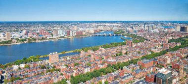 Prudential Tower gözlem güvertesinden Boston 'un panoramik hava manzarası