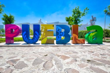 Puebla, Meksika 'ya hoş geldiniz tabelası