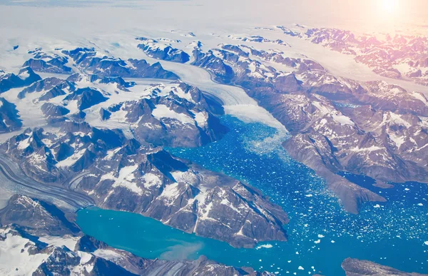 Vista Aérea Dos Glaciares Icebergs Panorâmicos Gronelândia — Fotografia de Stock