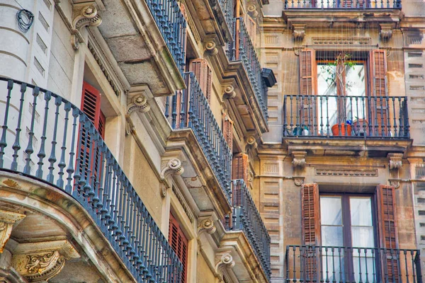 Іспанська Архітектура Гарні Вулиці Барселони Історичному Центрі Міста Лас Рамблас — стокове фото
