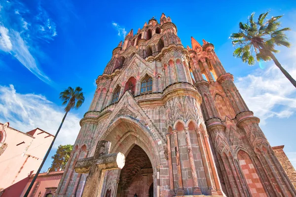 San Miguel Allende Zabytkowa Katedra Parroquia San Miguel Arcangel Historycznym — Zdjęcie stockowe