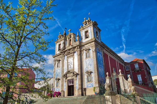 Schöne Kirchen Porto Bei Sonnenuntergang Historischen Stadtzentrum — Stockfoto