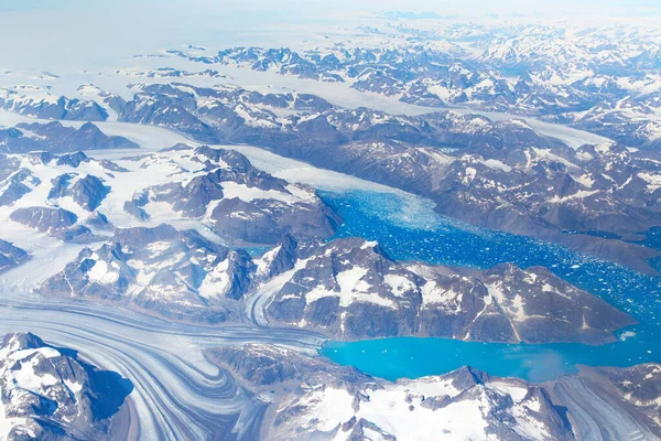 Aerial View Scenic Greenland Glaciers Icebergs — Stock Photo, Image