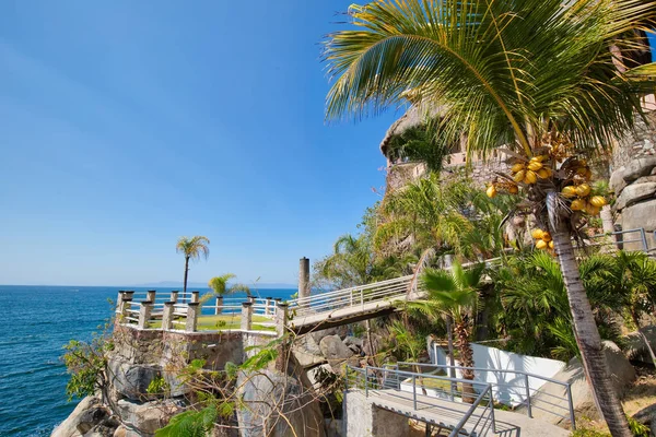 Puerto Vallarta Romantisch Chique Restaurant Met Uitzicht Schilderachtige Oceaanlandschappen Buurt — Stockfoto