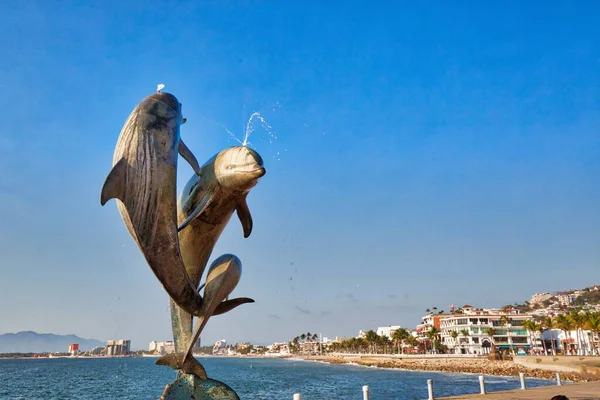 Híres Puerto Vallarta Tengeri Sétány Malecon — Stock Fotó