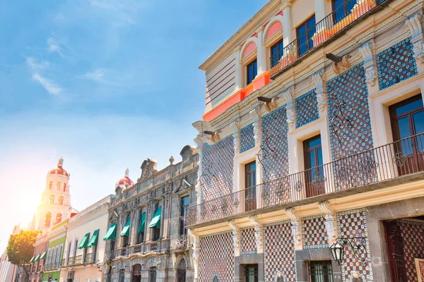 Coloridas Calles Puebla Centro Histórico Zócalo — Foto de Stock