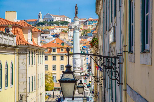 Marco Praça Rossio Centro Histórico Lisboa — Fotografia de Stock