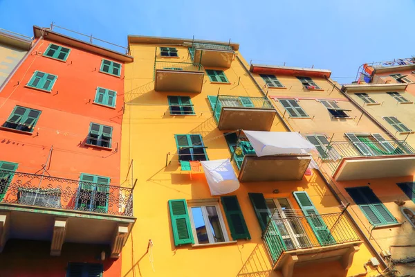 Riomaggiore Calles Coloridas Italia Vista — Foto de Stock