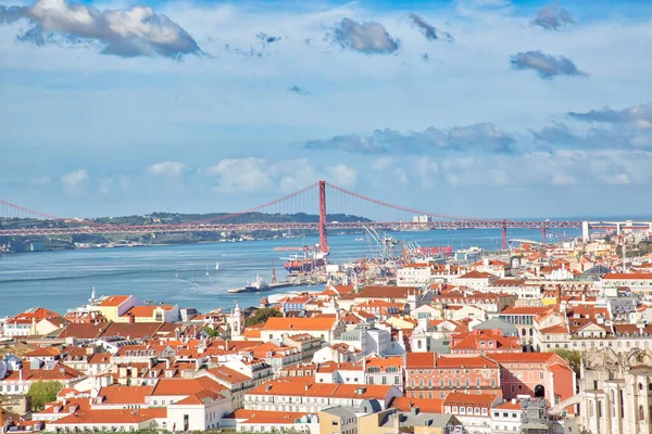 Lisszabon Látképi Panorámája Szent György Kastélyból Sao Jorge — Stock Fotó