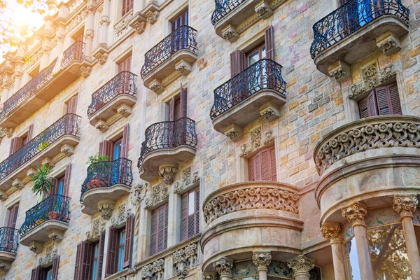 Barselona Tarihi Merkez Caddeleri Gün Batımında — Stok fotoğraf