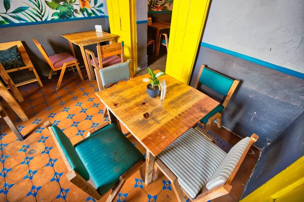 Monterrey México Dezembro 2018 Cafés Restaurantes Coloridos Centro Cidade Velha — Fotografia de Stock