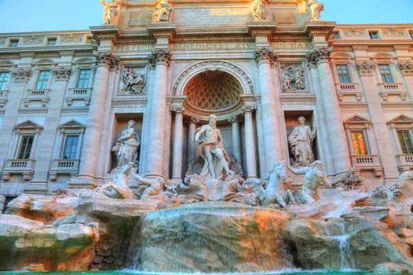 Róma Híres Trevi Szökőkút Fontana Trevi Naplementekor — Stock Fotó