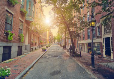 Gün batımında Boston Beacon Hill