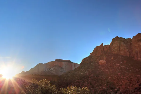 Paisagens Panorâmicas Zion Park Pôr Sol — Fotografia de Stock