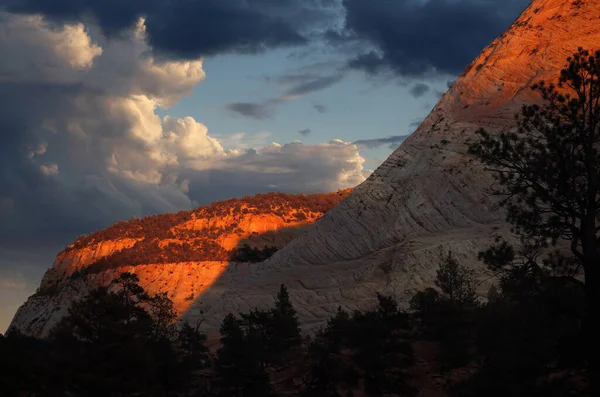 Paisagens Panorâmicas Zion Park Pôr Sol — Fotografia de Stock