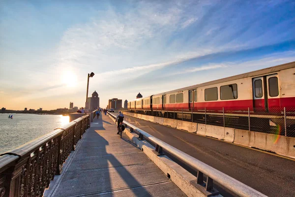 Boston Usa October 2018 Boston Mbta Subway Lines Train Crossing — Stock Photo, Image