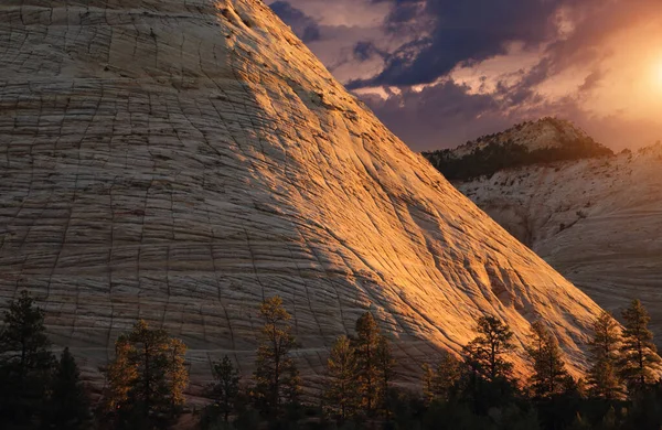 Paisagens Panorâmicas Zion Park Pôr Sol — Fotografia de Stock