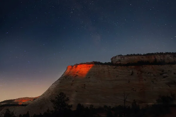 Paisagens Panorâmicas Zion Park Noite — Fotografia de Stock