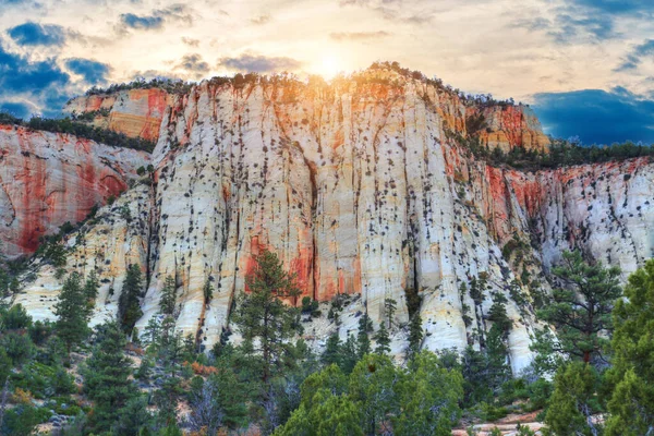 Paisagens Panorâmicas Zion Park Pôr Sol — Fotografia de Stock