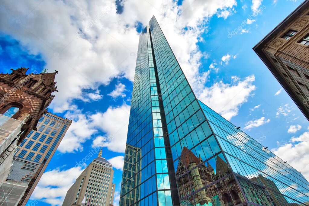 Boston, Famous Copley Square and city skyline