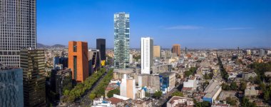 Mexico City Finans Merkezi binaları, bankalar ve Paseo De Reforma 'ya yakın işletmeler