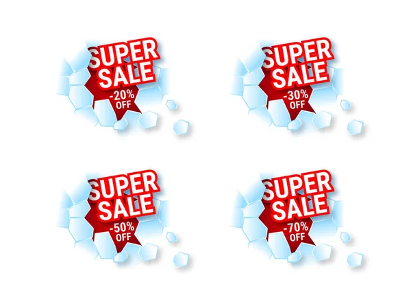 Geïsoleerde Label Winter Super Koop Met Korting Vertrekken Uit Het — Stockvector