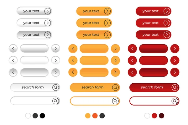 İzole ux UI düğmeleri bir sitede veya uygulamada üç renk şemaları