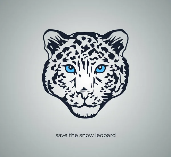 minimalist kar leoparı baş vektör amblemi 