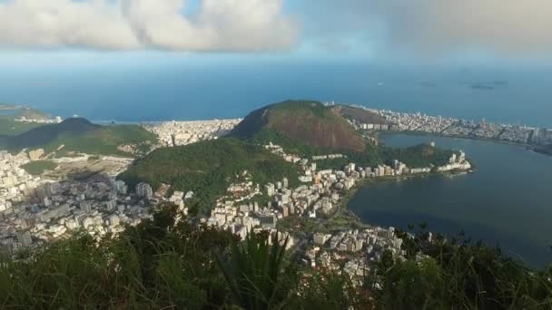 Rio De Janeiro, Brazylia, Panorama miasta z góry Corcovado — Wideo stockowe