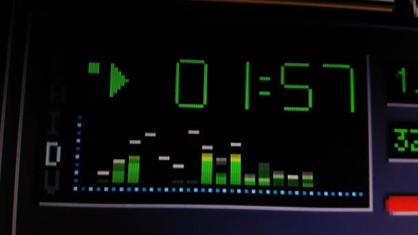 Audio media player and streaming software counter, spectrum analyzer. close up — Stock Video