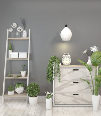 Blac bitki ile modern oturma odasında granit dolap kadar Mock