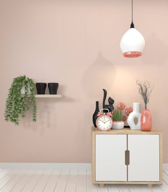 poster ahşap dolap ve çerçeve.3d render kadar mock
