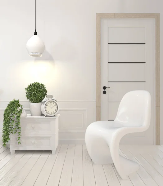 Mock up witte stoel en decoratie moderne stijl op witte kamer in — Stockfoto