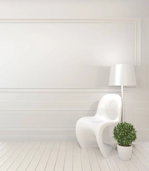Mock up white chair and decoration modern style on white room in