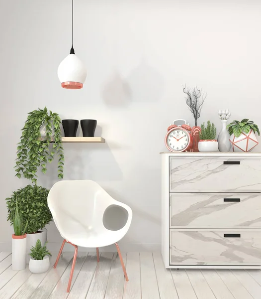 Mock up plakat granit kabinet og stol.3d rendering - Stock-foto