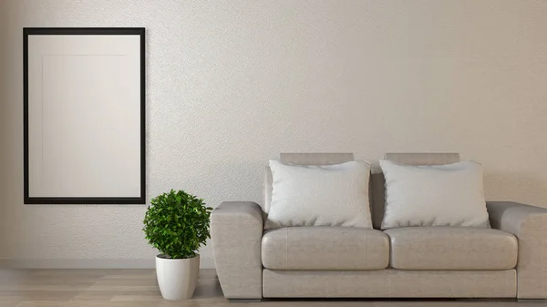 Poszter kigúnyol nappali színes fehér kanapé. 3D renderin — Stock Fotó