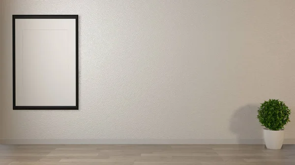 Pared blanca y piso de madera, representación 3d —  Fotos de Stock