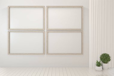 Beyaz poster çerçevesi ve dolap ve dekorasyon tesisleri kadar Mock up 