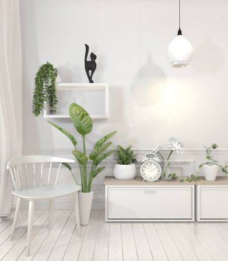 Raf tasarım duvar minimal tasarım.3d render üzerinde sahte bitkiler