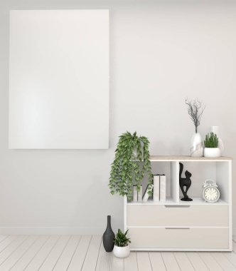 poster granit dolap ve frame.3d render kadar mock