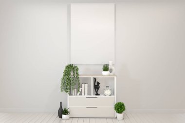 Modern boş odada Tv raf dolabı kadar mock. 3d render